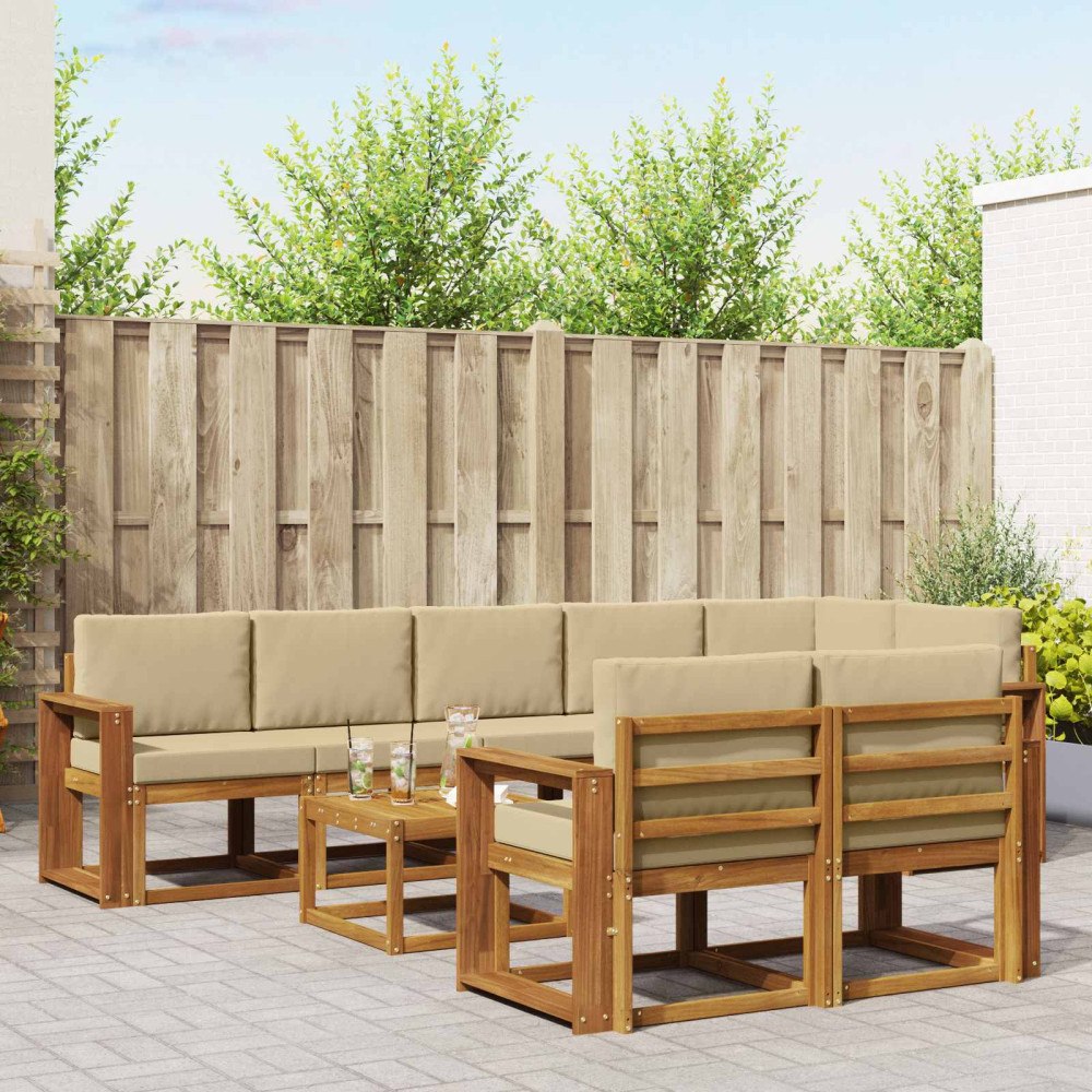 vidaXL Utomhussoffset 9 st Naturlig och Beige