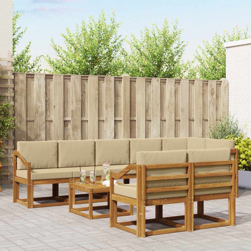 vidaXL Utomhussoffset 9 st Naturlig och Beige
