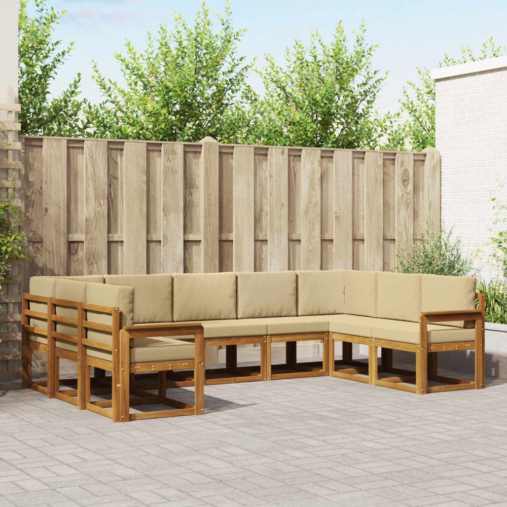 vidaXL Utomhussoffset 9 st Naturlig och Beige