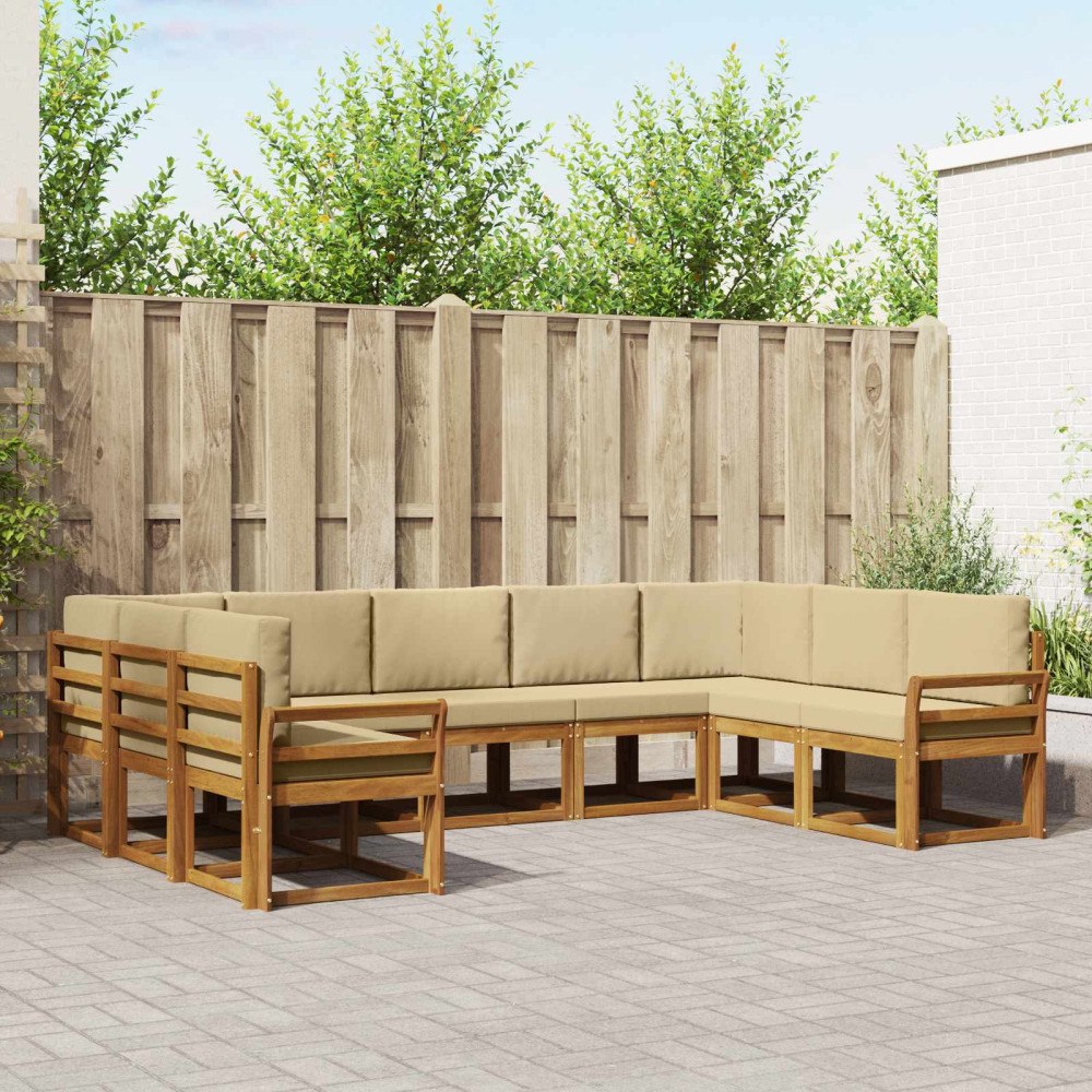 vidaXL Utomhussoffset 9 st Naturlig och Beige