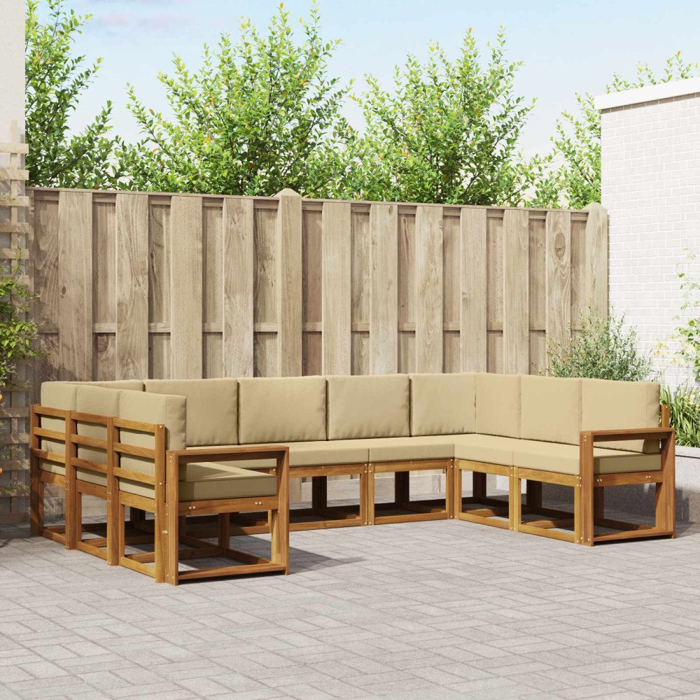 vidaXL Utomhussoffset 9 st Naturlig och Beige