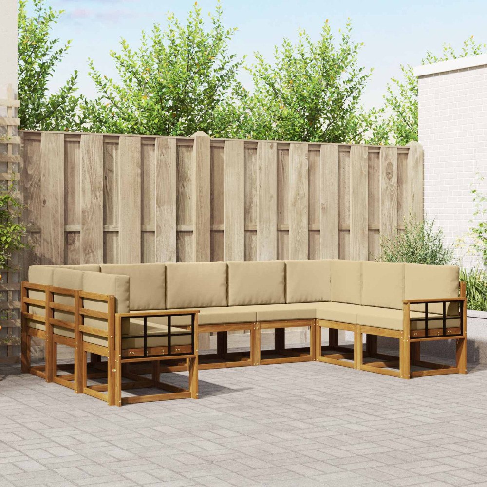 vidaXL Utomhussoffset 9 st Naturlig och Beige