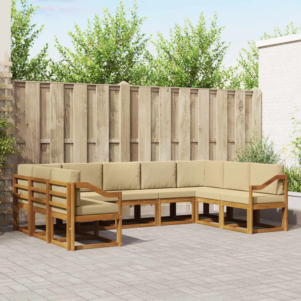 vidaXL Utomhussoffset 9 st Naturlig och Beige