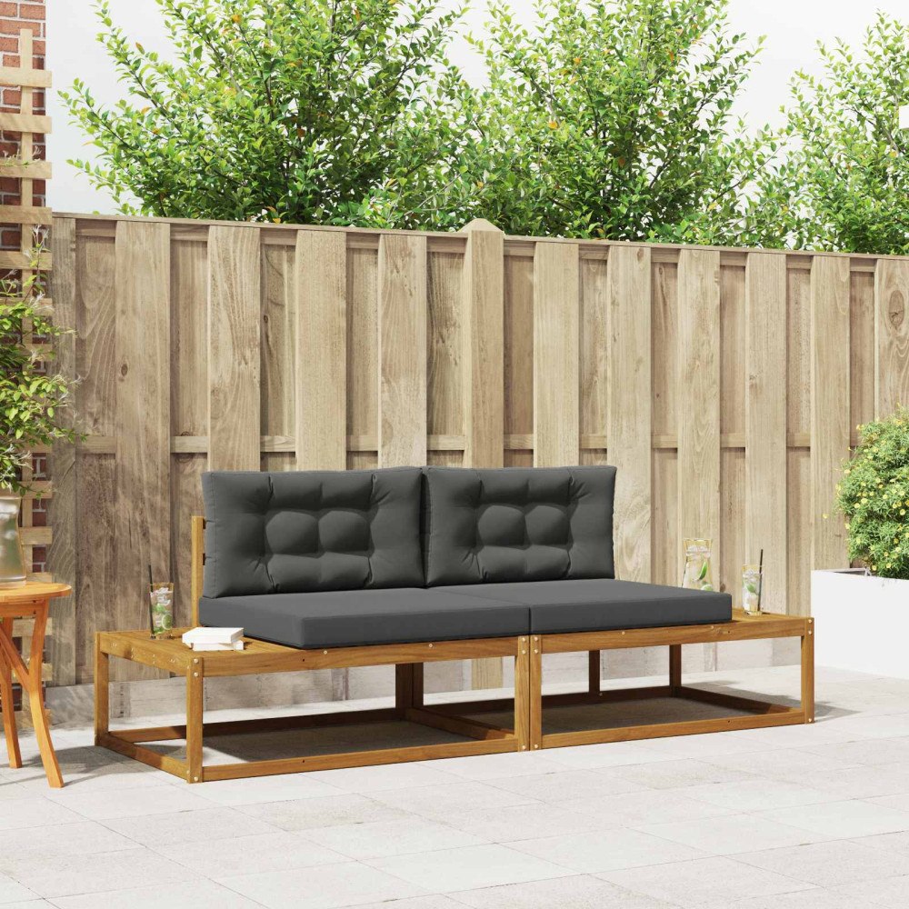 vidaXL Utomhussoffset med kudde Naturlig och Antracit
