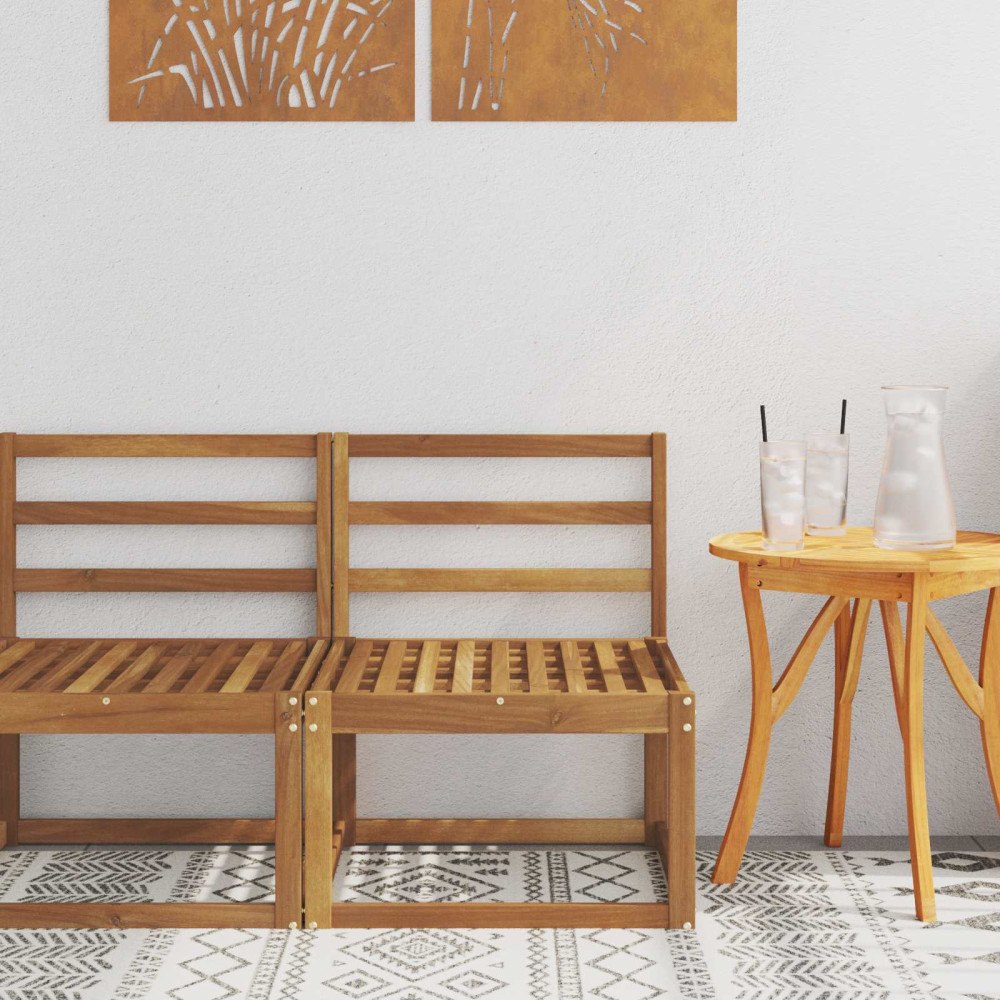 vidaXL Utomhus Mellansoffa Massivt Akaciaträ Naturfärg 59 x 63 x 73 cm