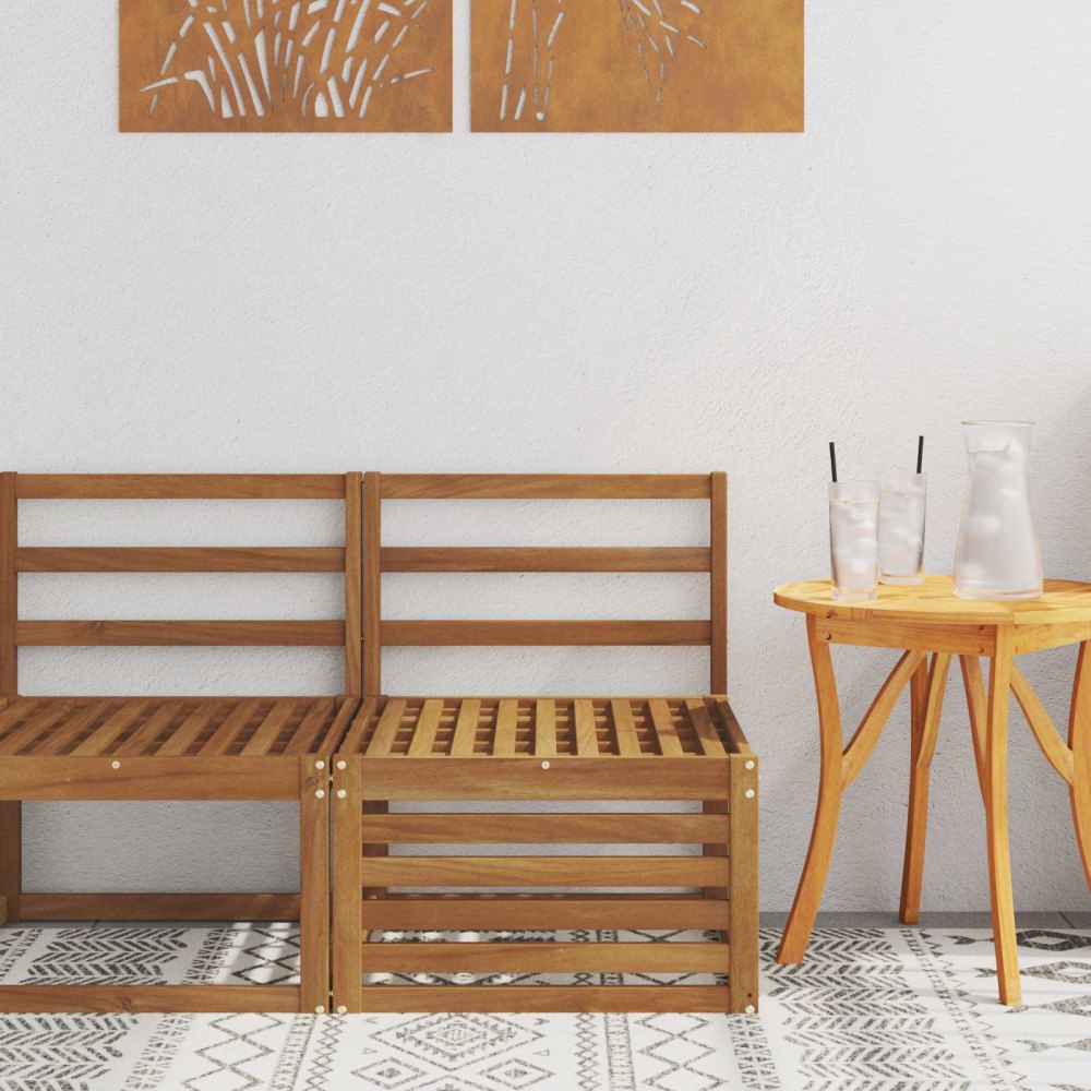 vidaXL Utomhus Mellansoffa Massivt Akaciaträ Naturfärg 59 x 63 x 73 cm