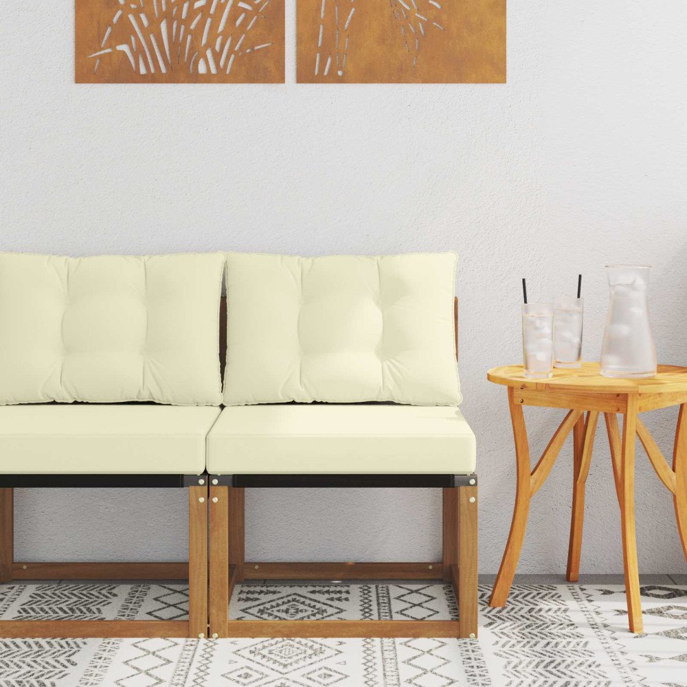 vidaXL Utomhus Mellansoffa Massivt akaciaträ och Textilene-tyg