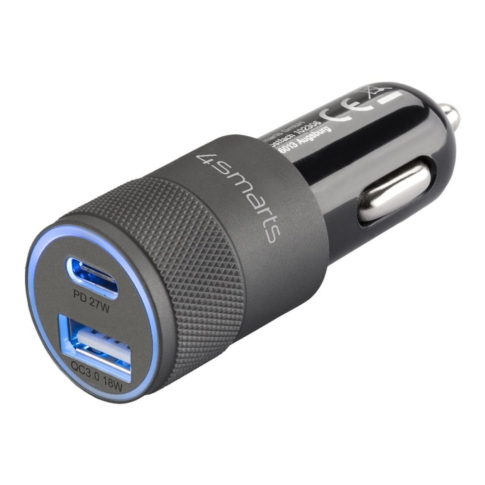 4smarts 4smarts Rapid+ strömadapter för bil - USB, 24 pin USB-C - 27 Watt