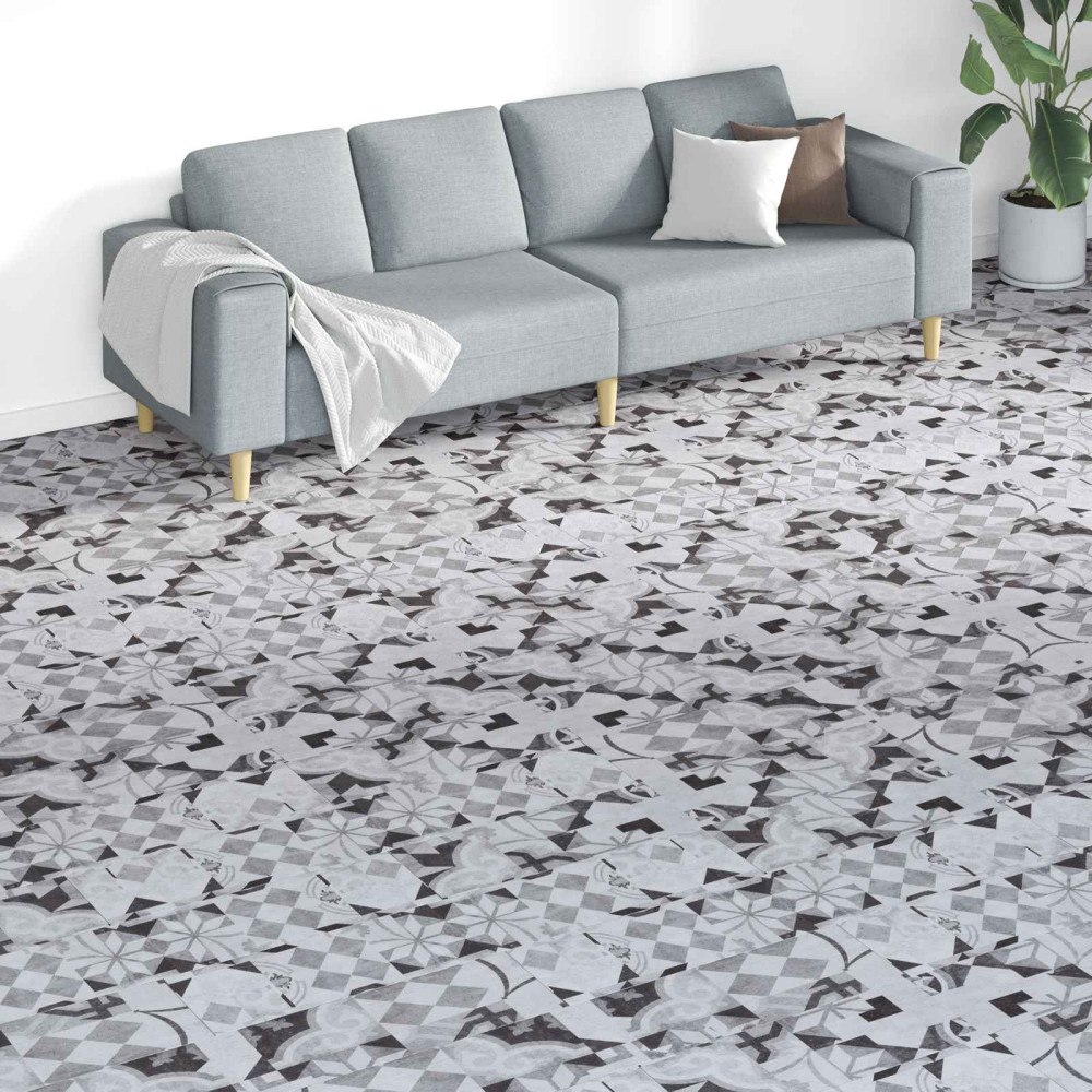 vidaXL Golvplankor 18 pcs Grå 5,26 m² PVC