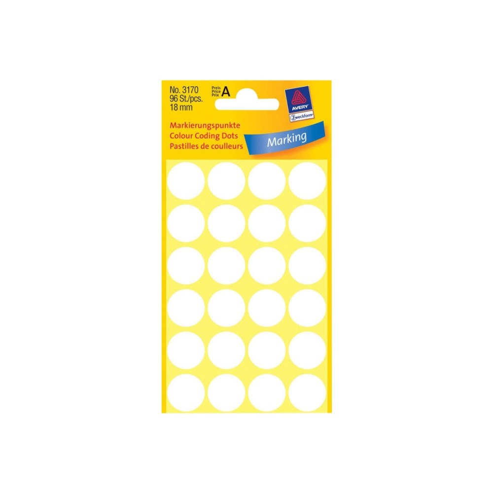 AVERY Etiketter Avery 3170 vita Ø18mm