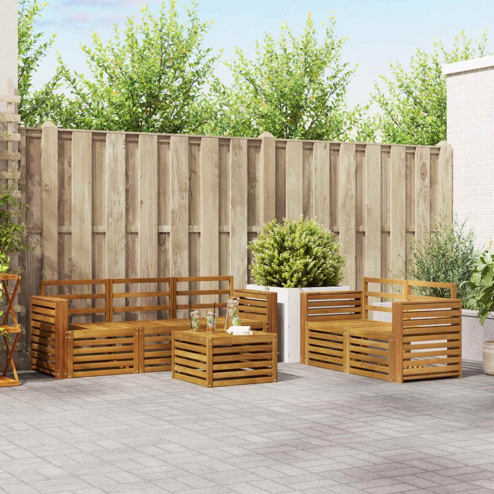 vidaXL Soffgrupper 6 pcs Naturfärg Massivt Akaciaträ