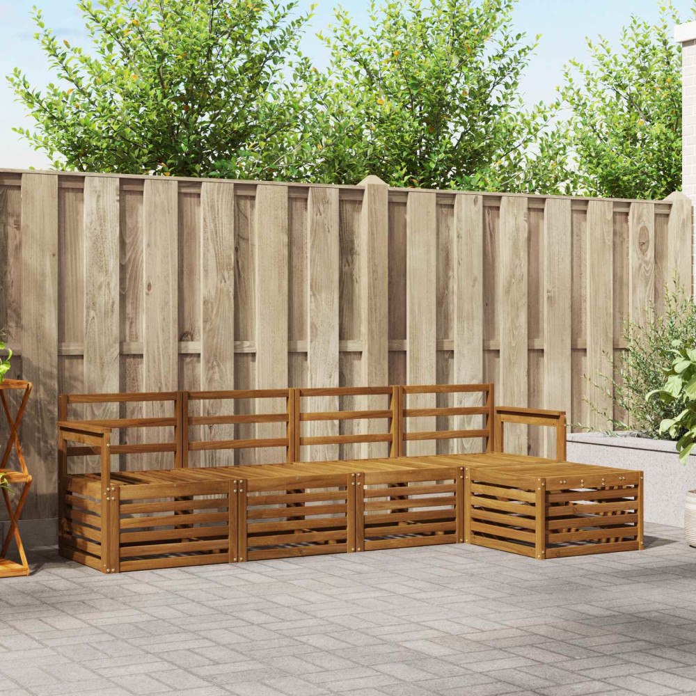 vidaXL Soffgrupper 5 pcs Naturfärg Massivt Akaciaträ