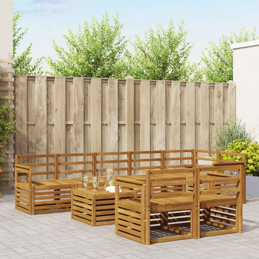 vidaXL Soffgrupper 9 pcs Naturfärg Massivt Akaciaträ