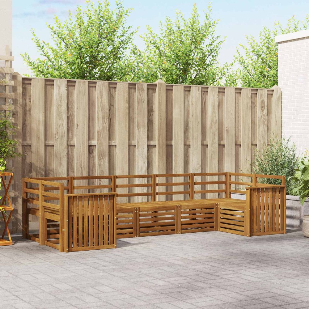 vidaXL Soffgrupper 7 pcs Naturfärg Massivt Akaciaträ