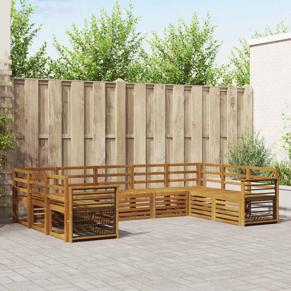 vidaXL Soffgrupper 9 pcs Naturfärg Massivt Akaciaträ