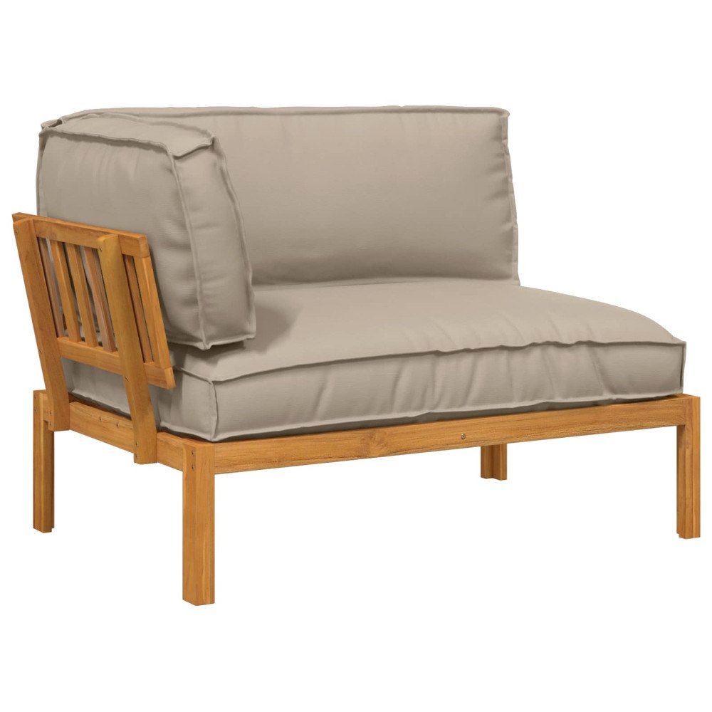 vidaXL Soffset med kudde Taupe 133 x 92 x 69 cm Massivt Akaciaträ