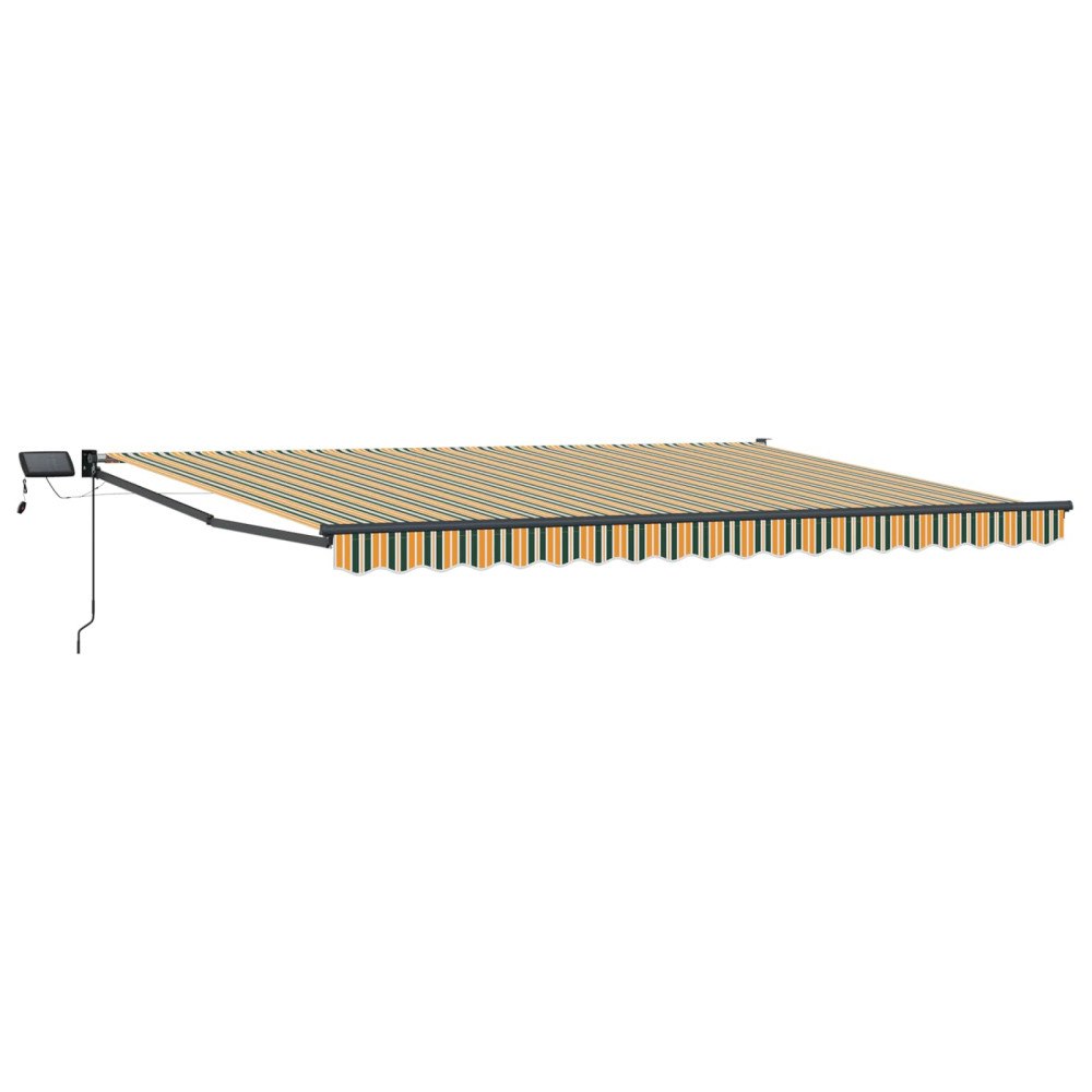 vidaXL Manuell utdragbar markis med LED-lampor Grön och Gul 4 × 3 m