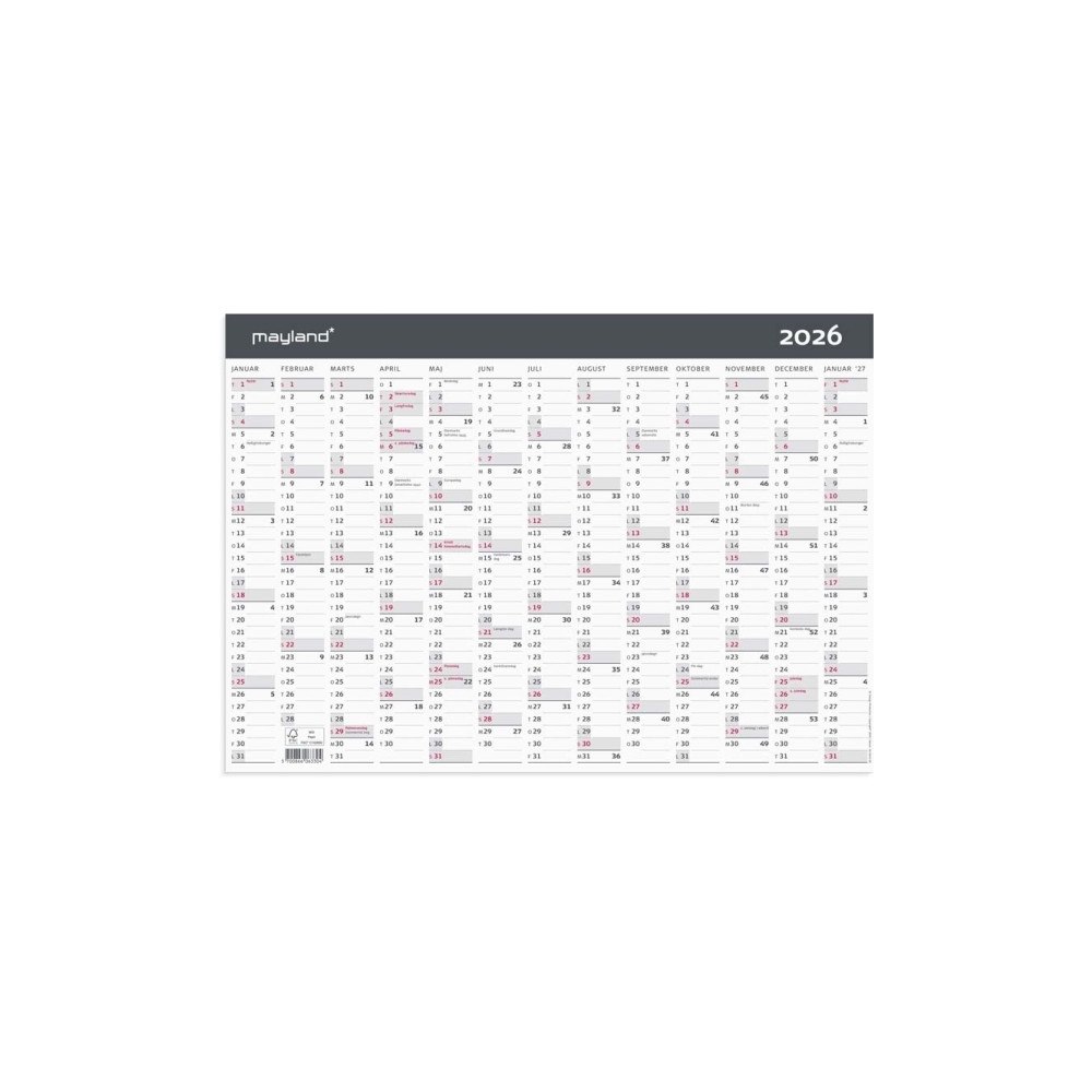 Mayland-Burde Mayland 16063300, Vägg, 2 sidor, Multifärg, År, 12 månad (er...