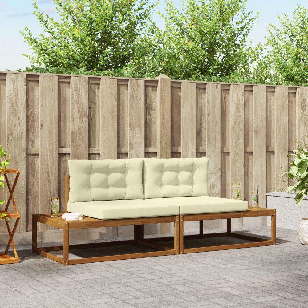 vidaXL Utomhussoffset med kudde Naturlig och Grädde
