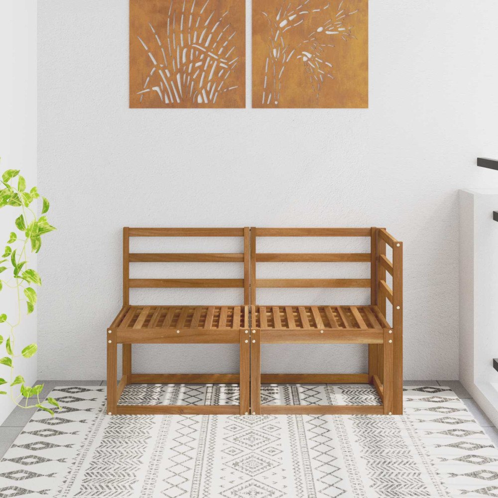 vidaXL Modulsoffa utomhus mitt och hörn 2 Stycke Naturfärg