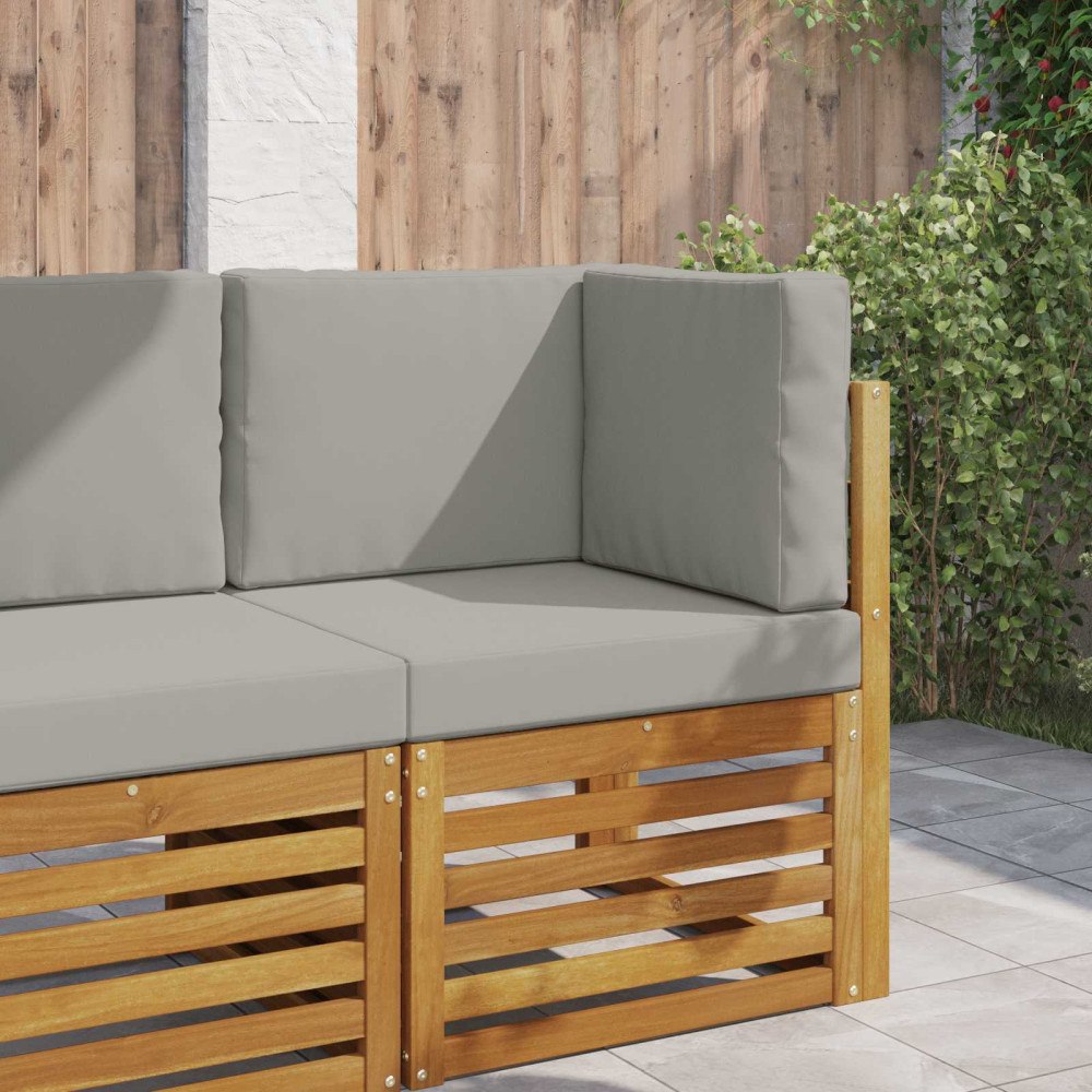 vidaXL Utomhus Soffa Kudde 3 pcs Grå Polyester