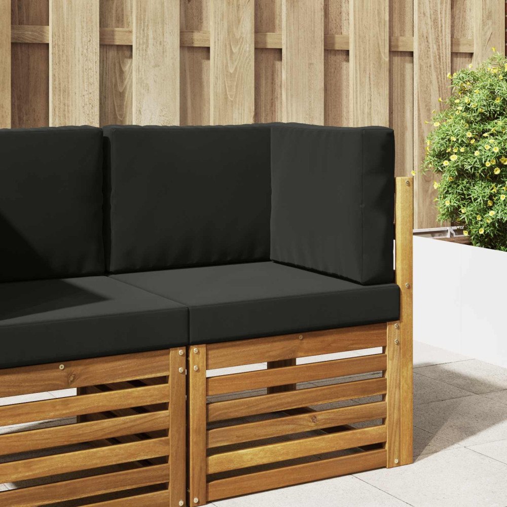 vidaXL Utomhus Soffa Kudde 3 pcs Svart Polyester