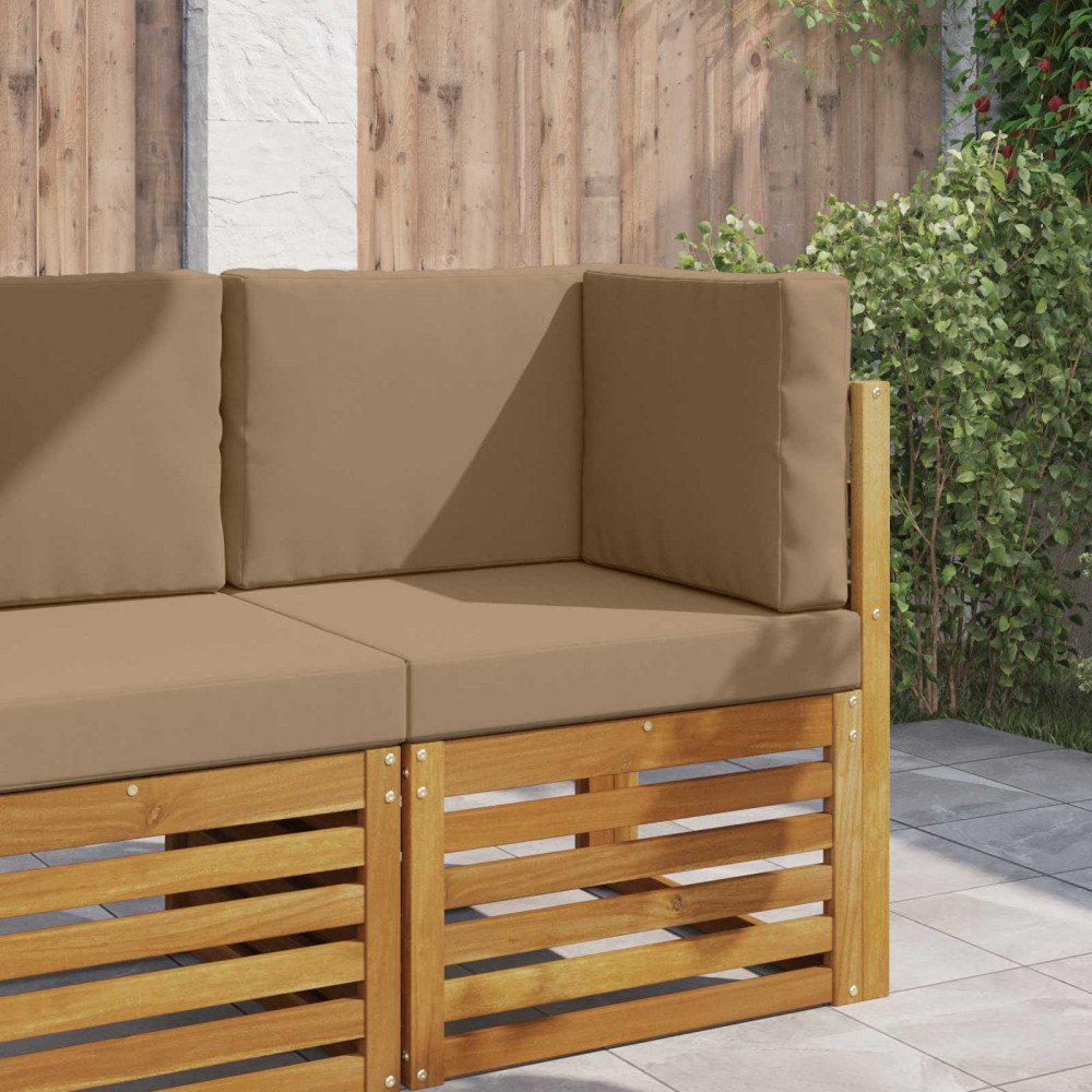 vidaXL Utomhus Soffa Kudde 3 pcs Taupe Polyester