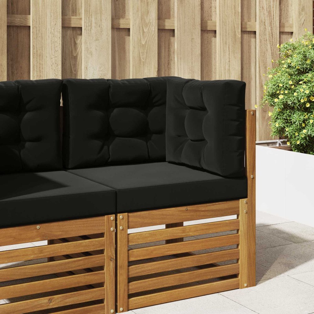 vidaXL Utomhus Soffa Kudde 3 pcs Svart Polyester