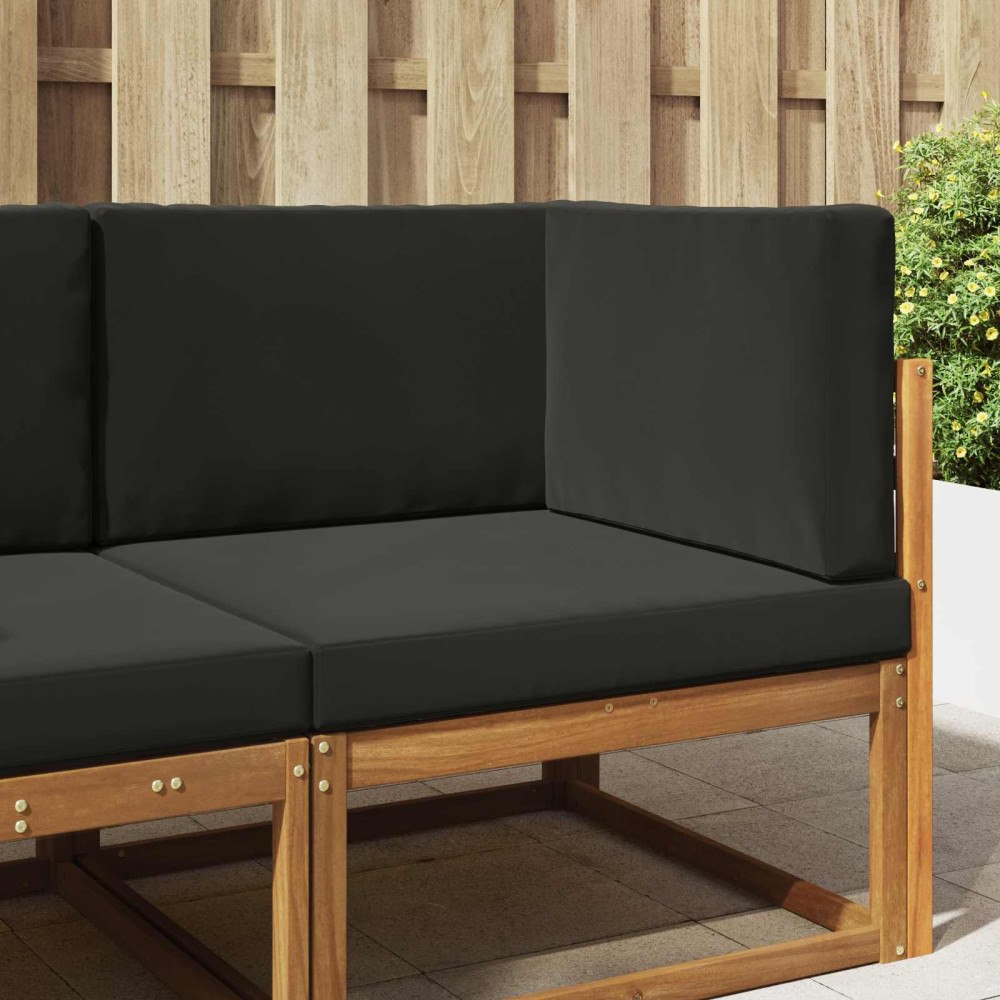 vidaXL Utomhus Soffa Kudde 3 pcs Svart Polyester