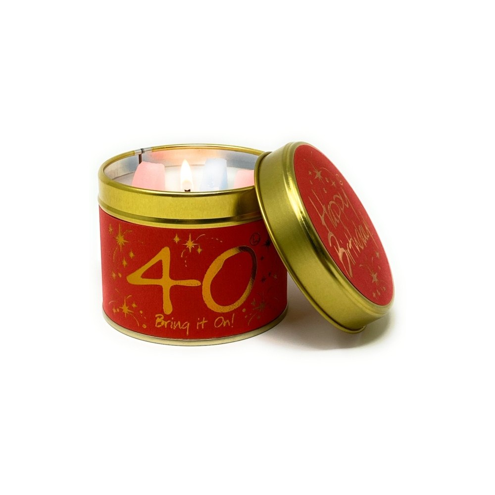 LILY FLAME CANDLES Happy Birthday 40 - Scented Tin Candle