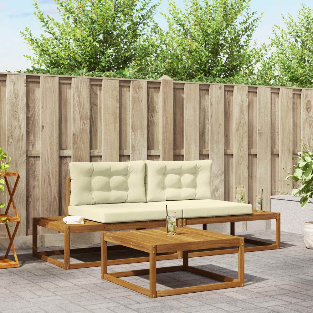 vidaXL Utomhussoffset med kudde Naturlig och Grädde