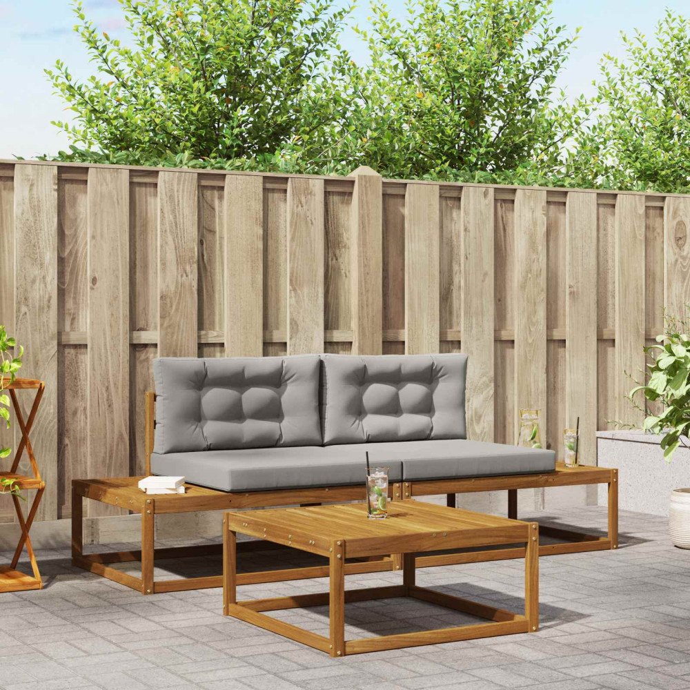 vidaXL Utomhussoffset med kudde Naturlig och Ljus Grå