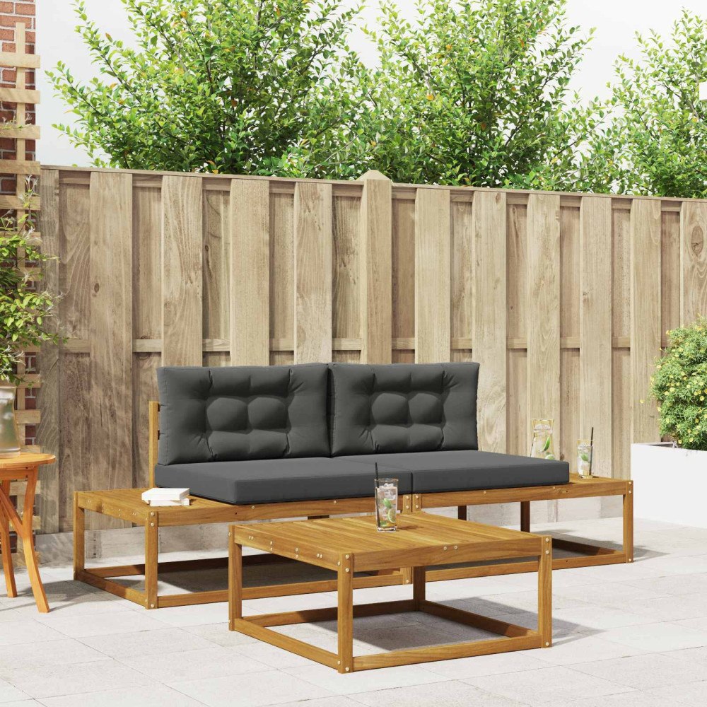 vidaXL Utomhussoffset med kudde Naturlig och Antracit