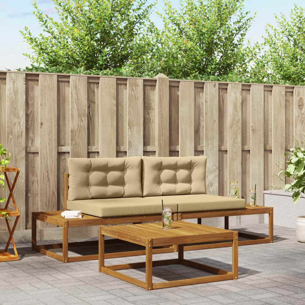 vidaXL Utomhussoffset med kudde Naturlig och Beige