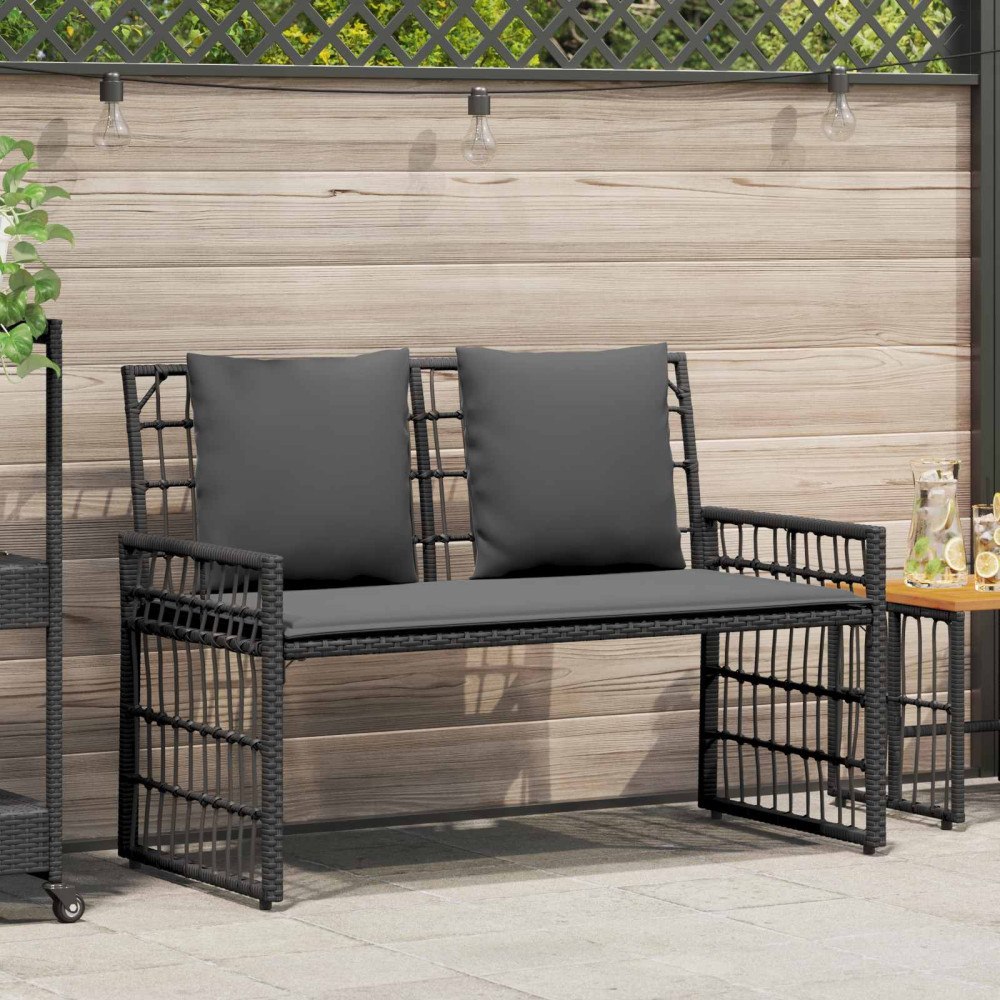 vidaXL Utomhusbänk Enfärgad Svart och Mörkgrå 116 x 55 x 82 cm