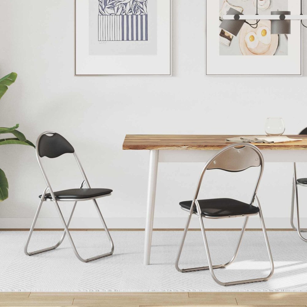 vidaXL Fällstol 2 pcs Svart och Grå 48 x 43,5 x 81 cm Konstläder