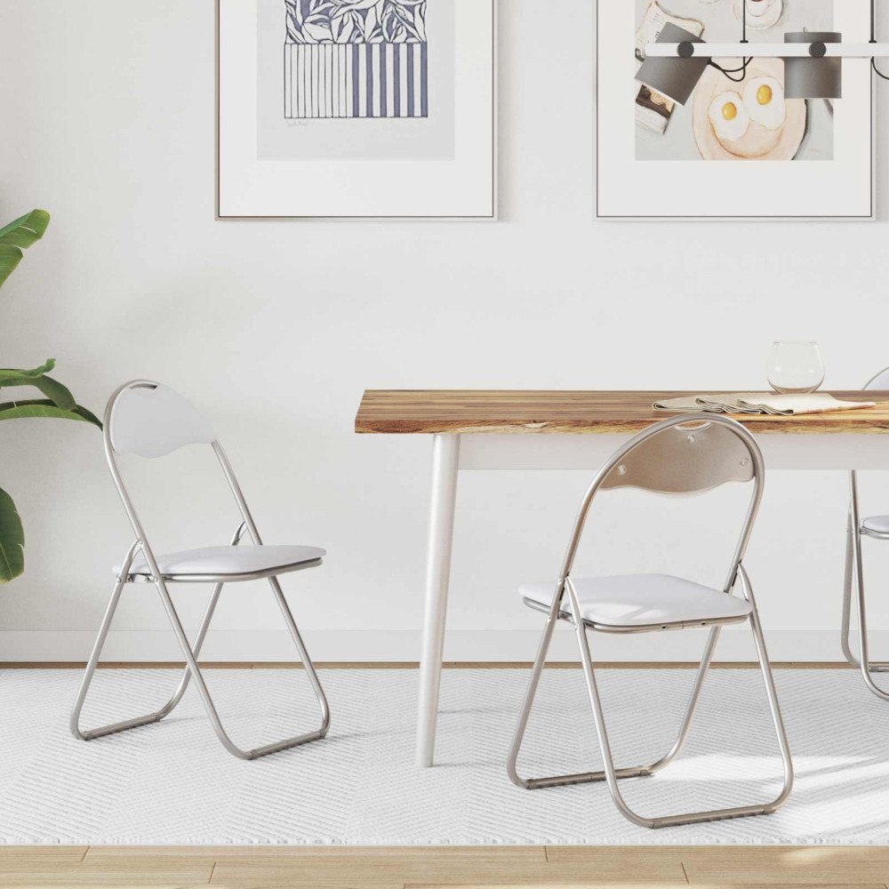 vidaXL Fällstol 2 pcs Vitt och Grått 48 x 43,5 x 81 cm Konstläder