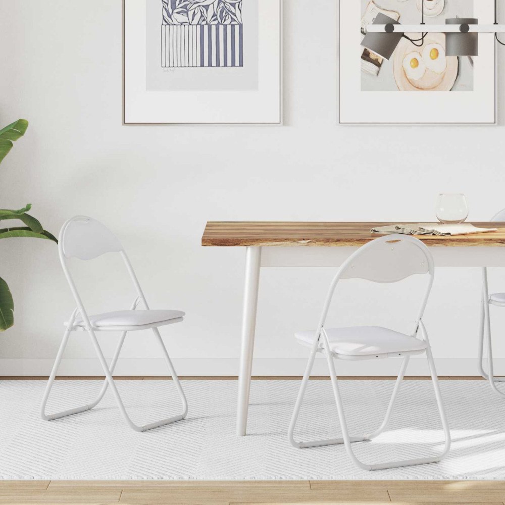 vidaXL Fällstol 2 pcs Vitt och Grått 48 x 43,5 x 81 cm Konstläder