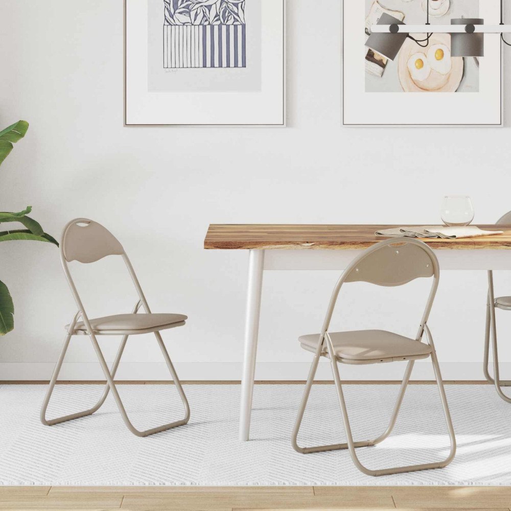 vidaXL Fällstol 2 pcs Sand 48 x 43,5 x 81 cm Konstläder