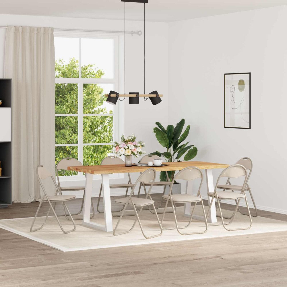 vidaXL Fällstol 8 pcs Sand 48 x 43,5 x 81 cm Konstläder