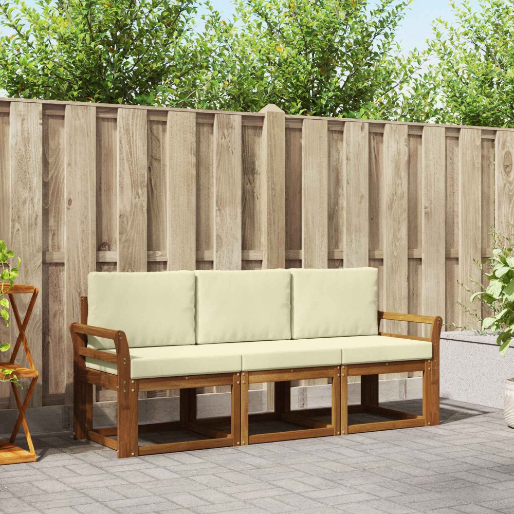vidaXL Utomhussoffset 3 st Naturlig och Grädde