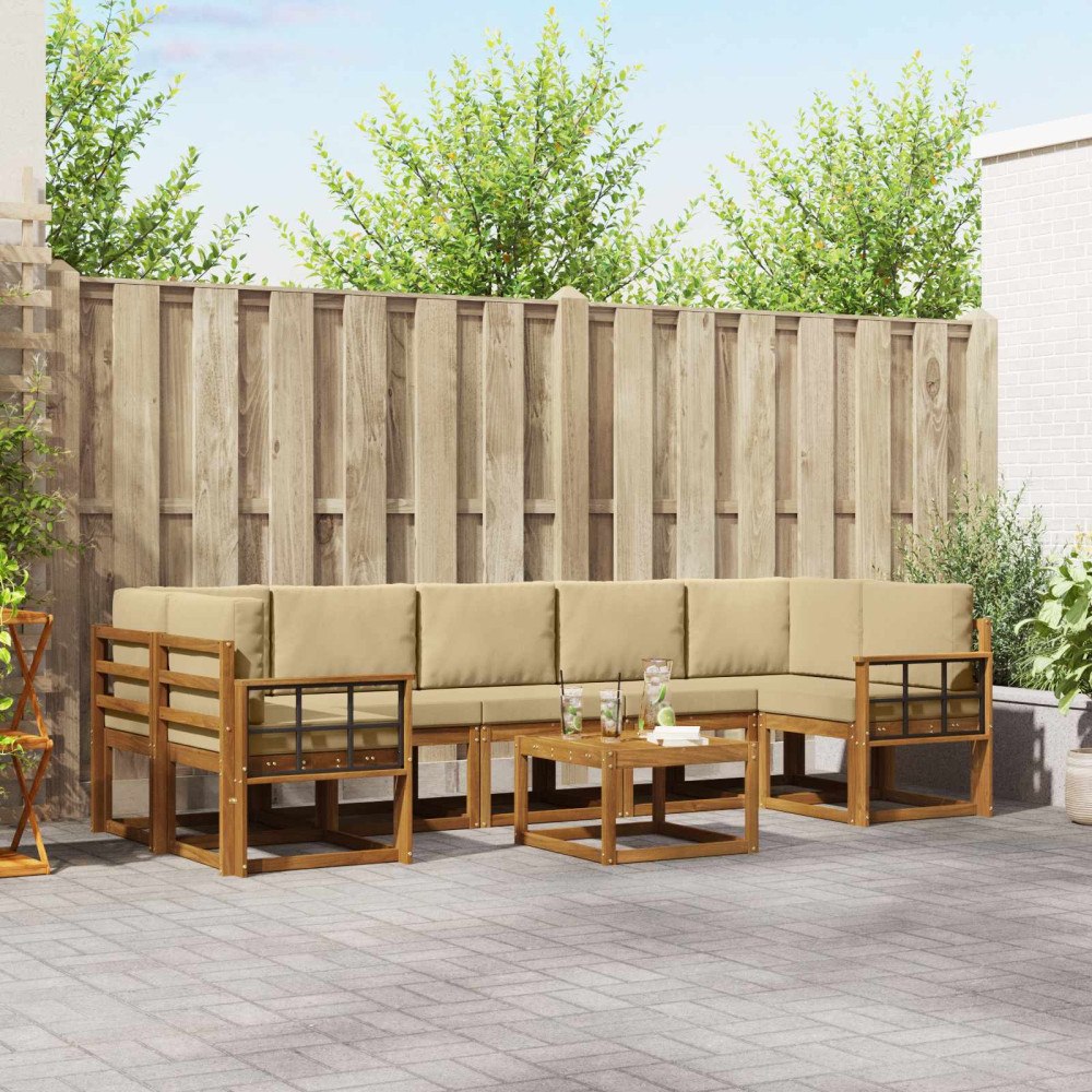 vidaXL Utomhussoffset 8 st Naturlig och Beige