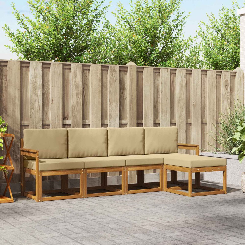 vidaXL Utomhussoffset 5 st Naturlig och Beige