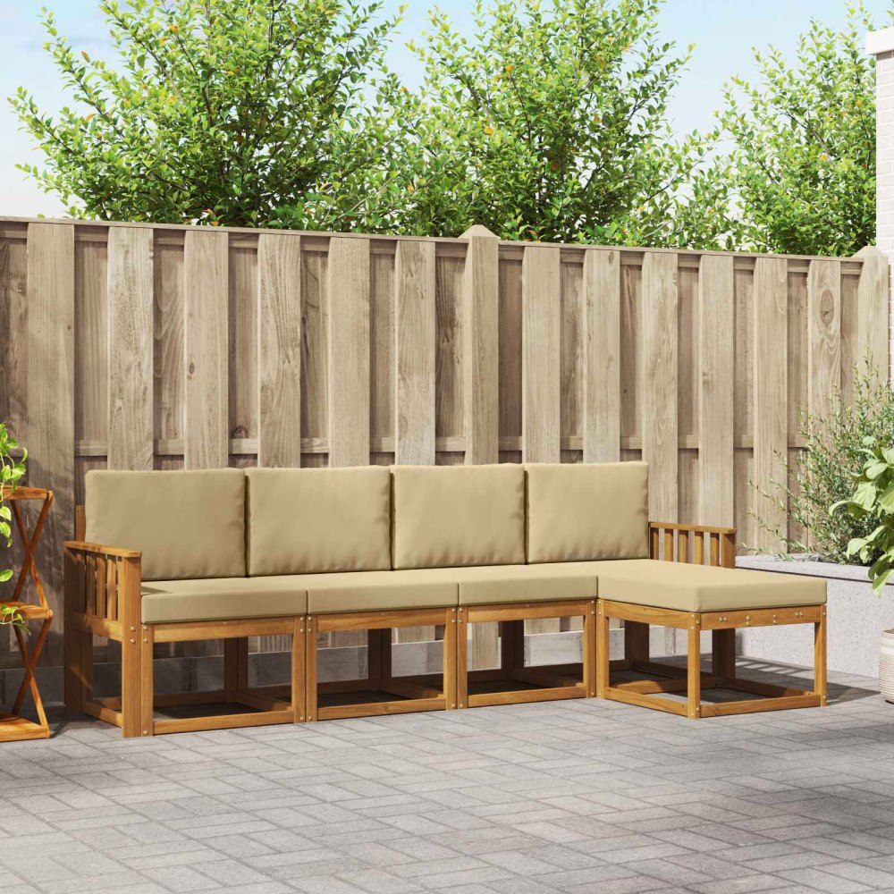 vidaXL Utomhussoffset 5 st Naturlig och Beige