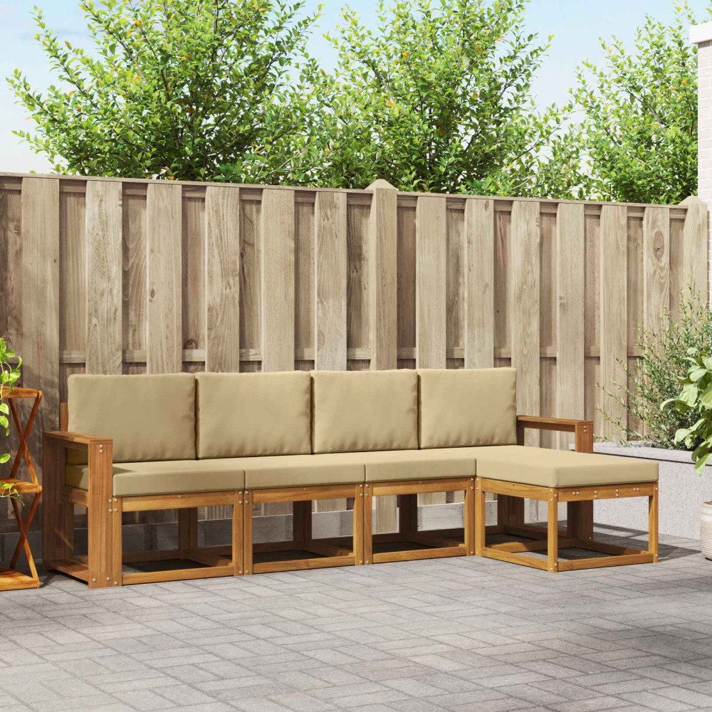 vidaXL Utomhussoffset 5 st Naturlig och Beige