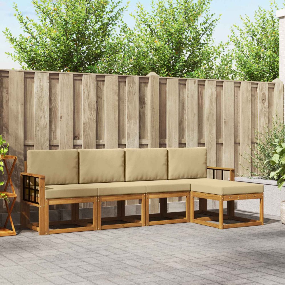 vidaXL Utomhussoffset 5 st Naturlig och Beige