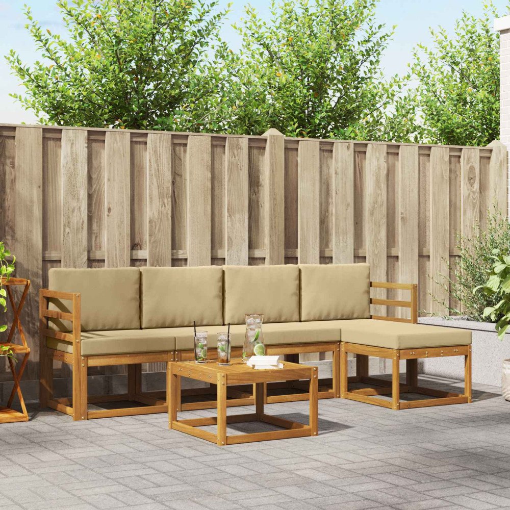 vidaXL Utomhussoffset 6 st Naturlig och Beige