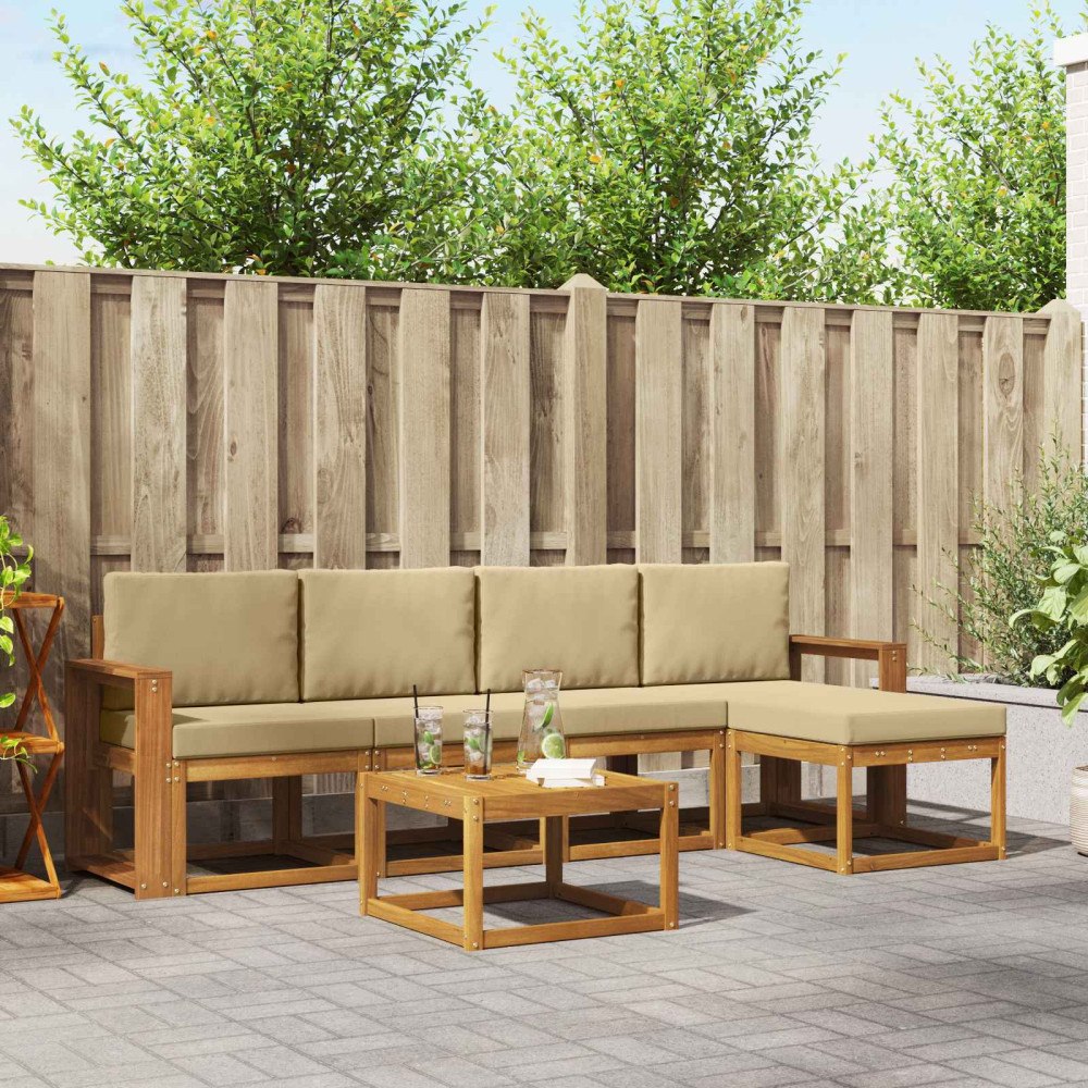 vidaXL Utomhussoffset 6 st Naturlig och Beige