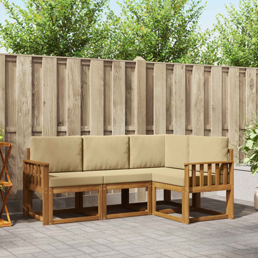vidaXL Utomhussoffset 4 st Naturlig och Beige