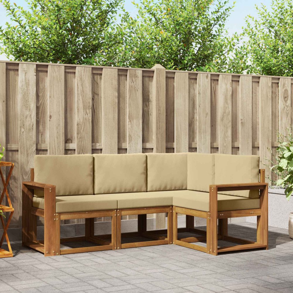 vidaXL Utomhussoffset 4 st Naturlig och Beige
